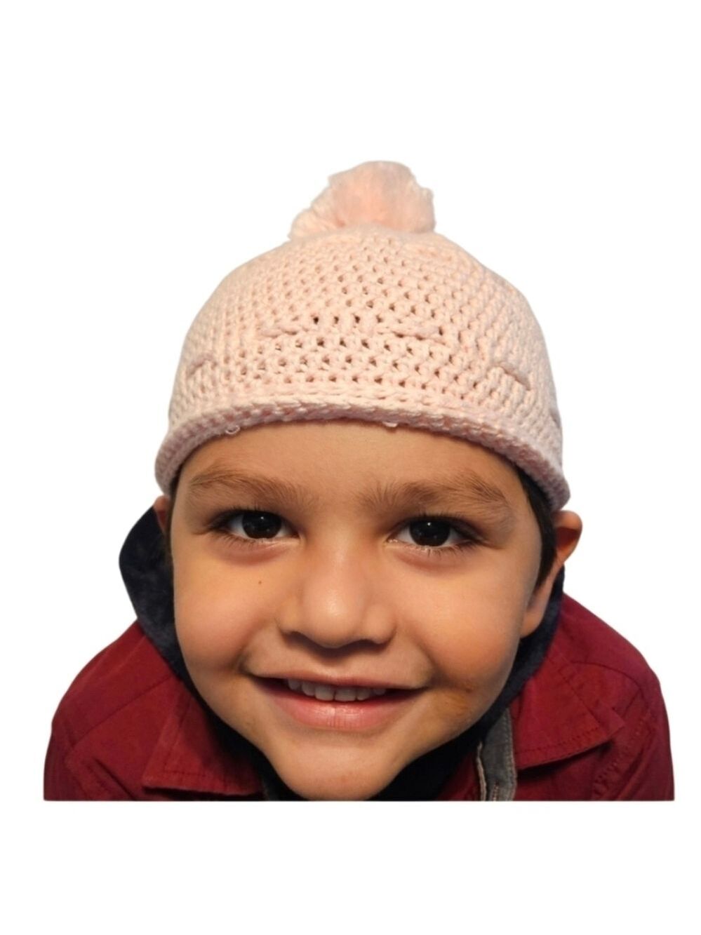 Hand Crafted Pink Baby Beanie Hat Knitting Crochet OS
